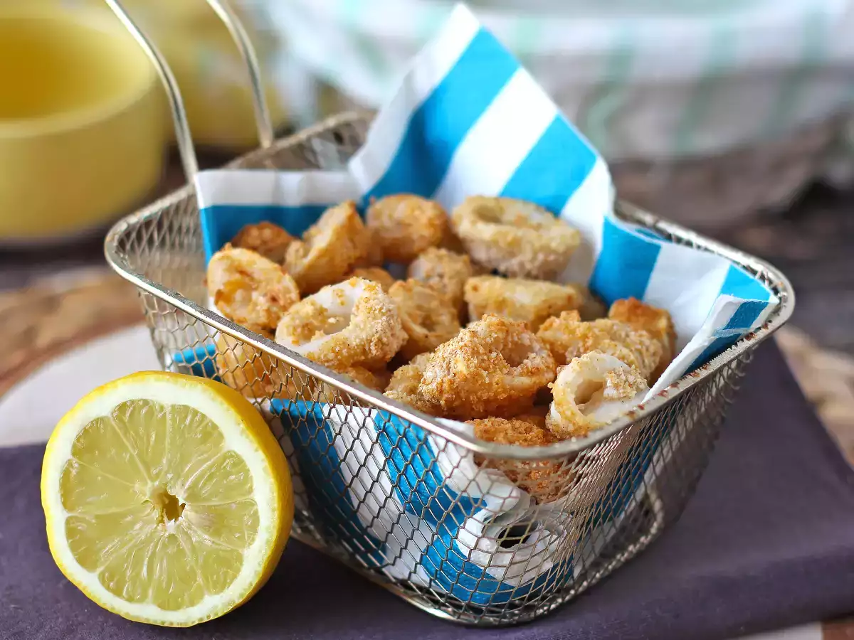 Aros de calamar rebozados en freidora de aire - foto 3