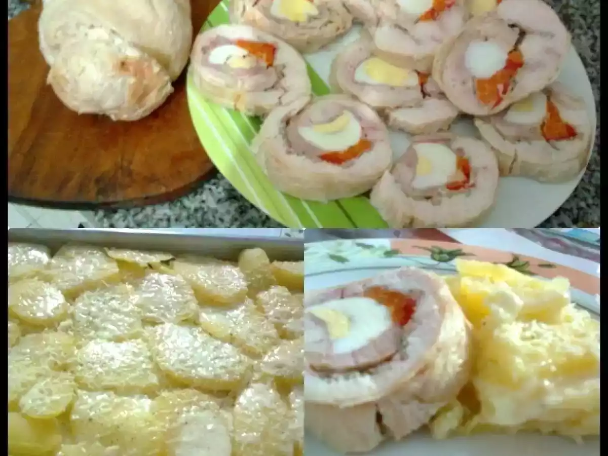 Arrollado de Pollo con Papas a la crema