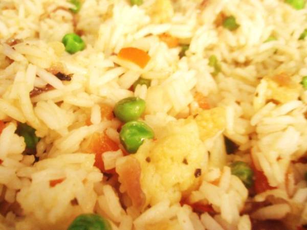 Arròs basmati amb verdures al curri / Arroz basmati con verduras al curry