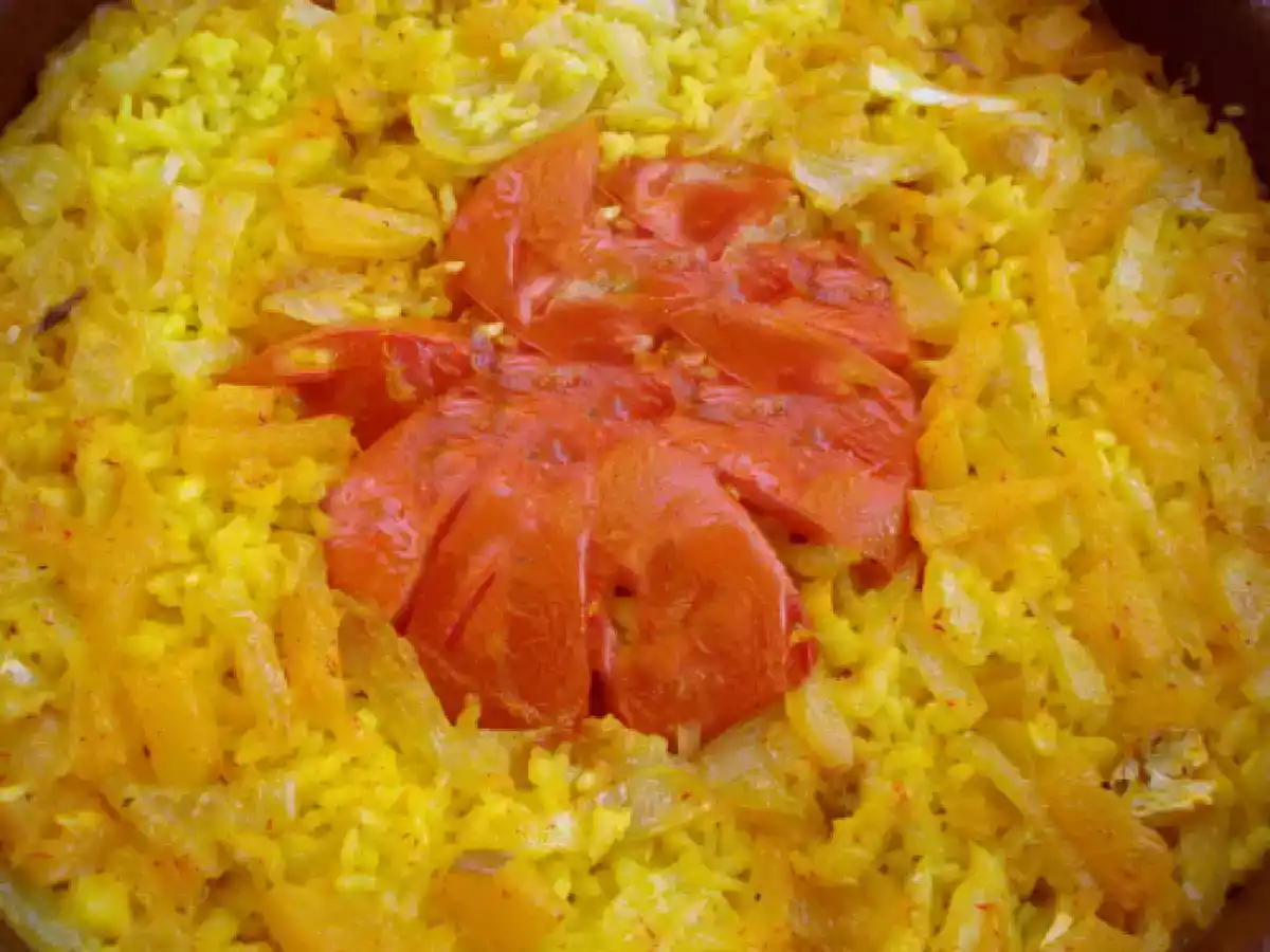Arroz al horno con calabaza y bacalao