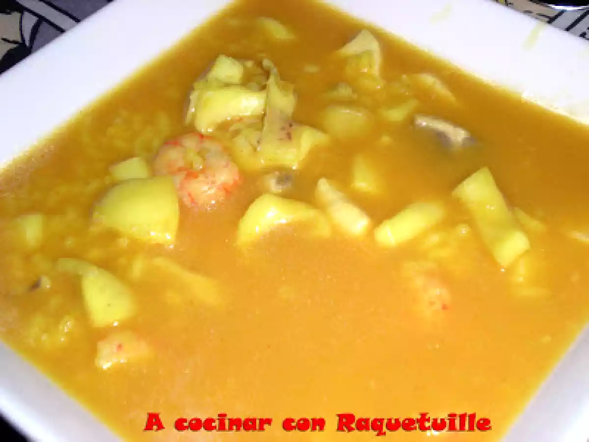 Arroz caldoso con gambas y sepia