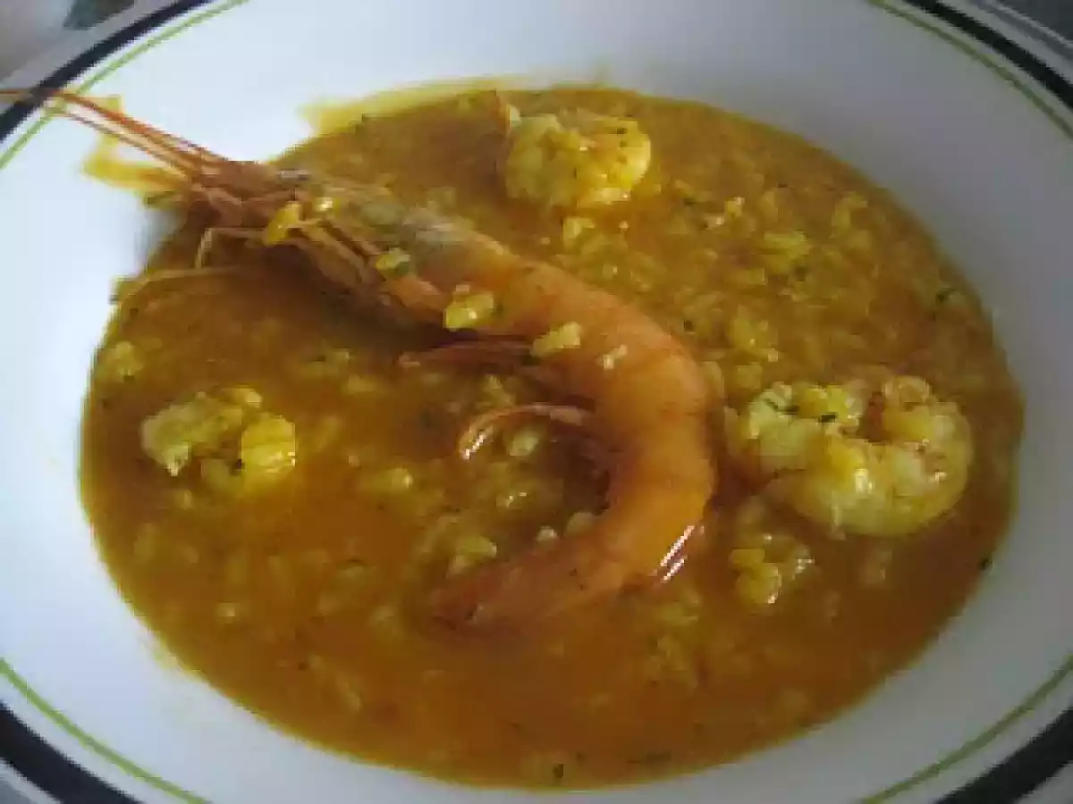 Arroz caldoso con gambones en Thermomix - foto 2