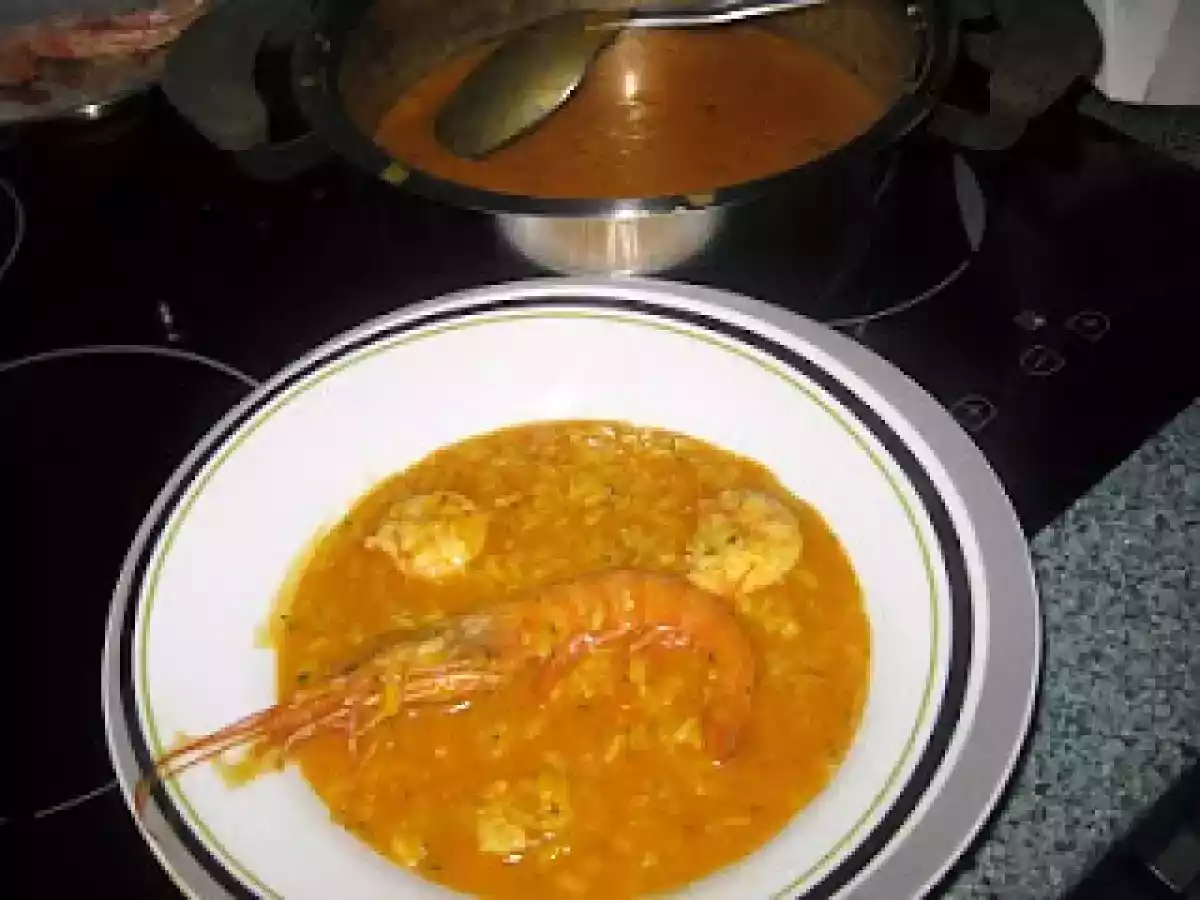 Arroz caldoso con gambones en Thermomix - foto 3