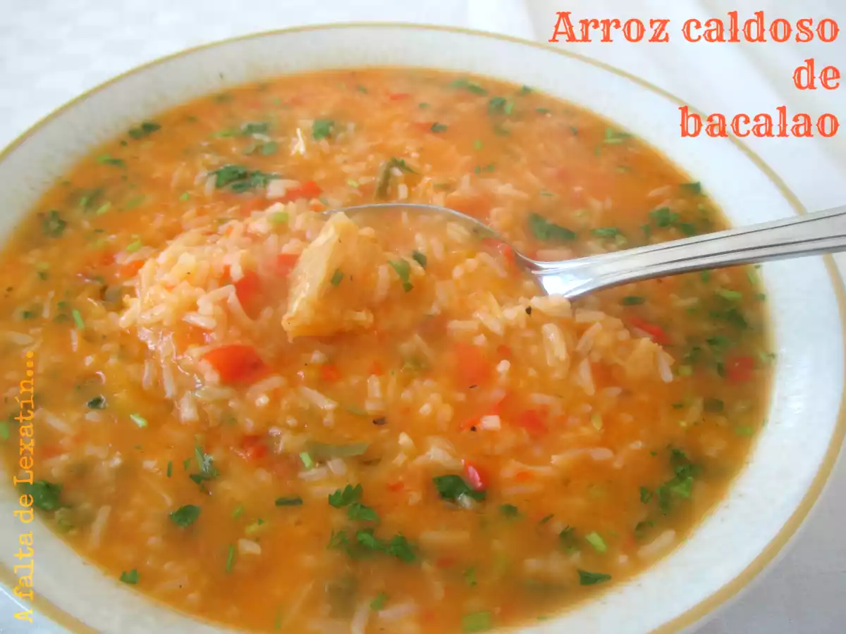 Arroz caldoso de bacalao con y sin Thermomix