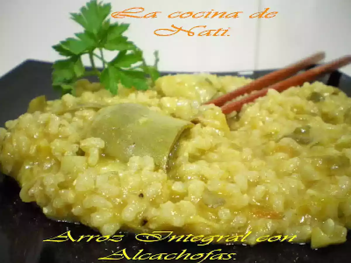 ARROZ CALDOSO INTEGRAL CON ALCACHOFAS. - foto 3
