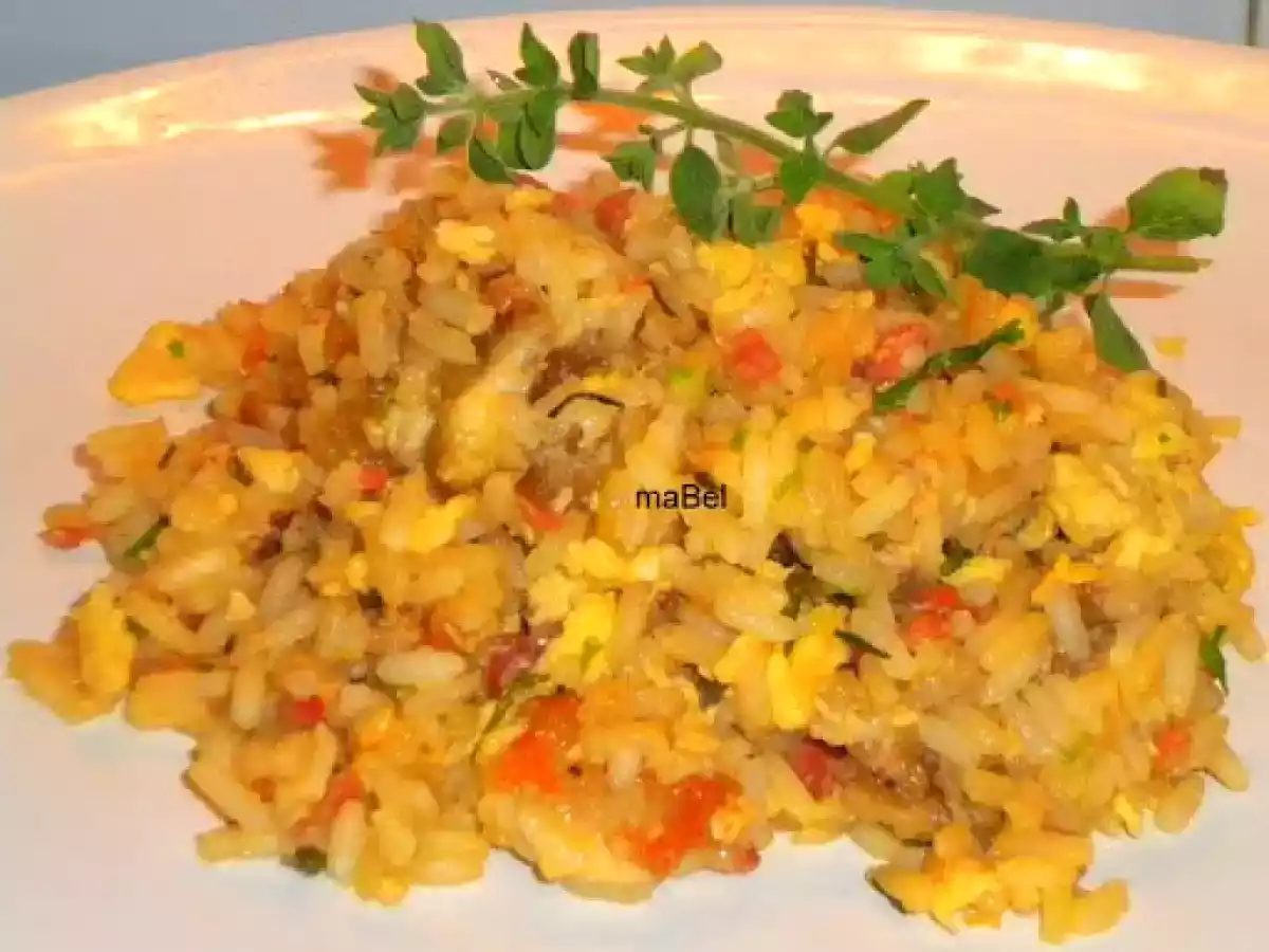 Arroz chaufan de cecina y pollo