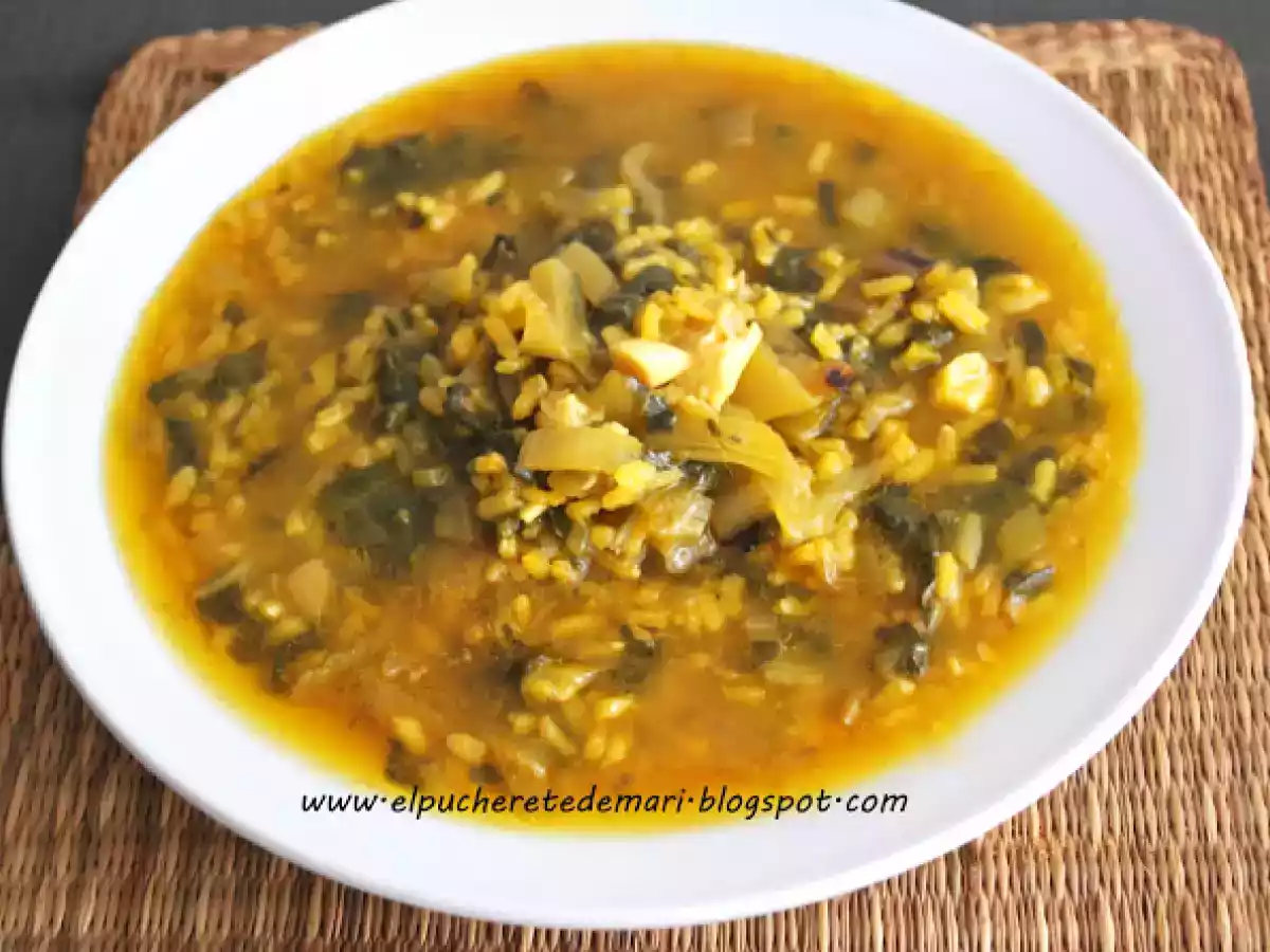 Arroz con acelgas en caldo suave