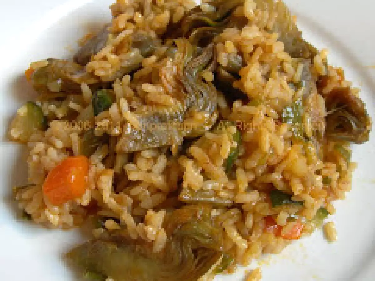 Arroz con alcachofas al aroma de estragón