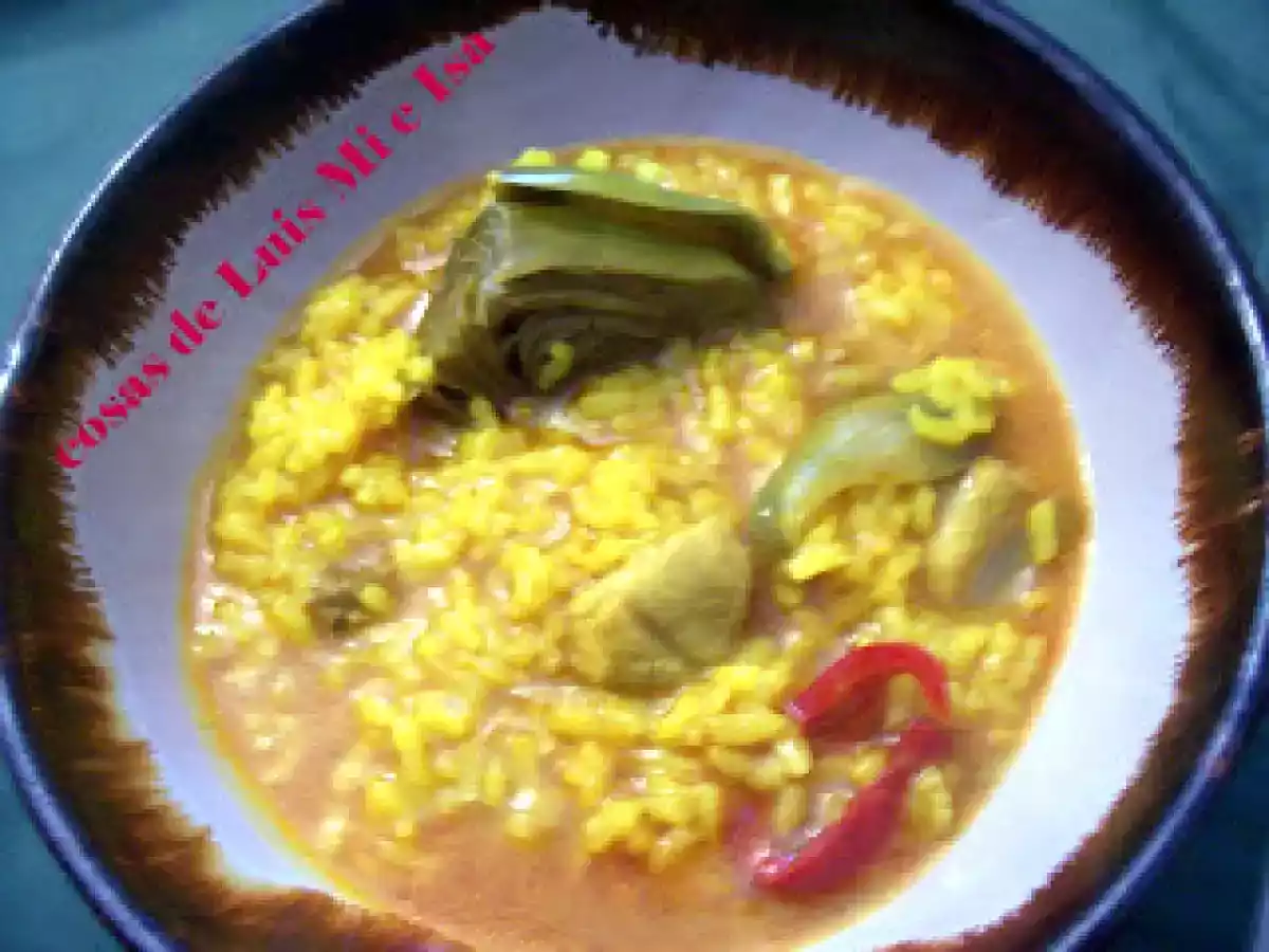 Arroz con alcachofas y magro de cerdo