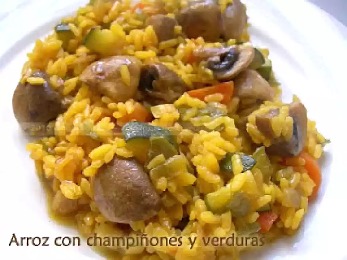 Arroz con champiñones y verduras
