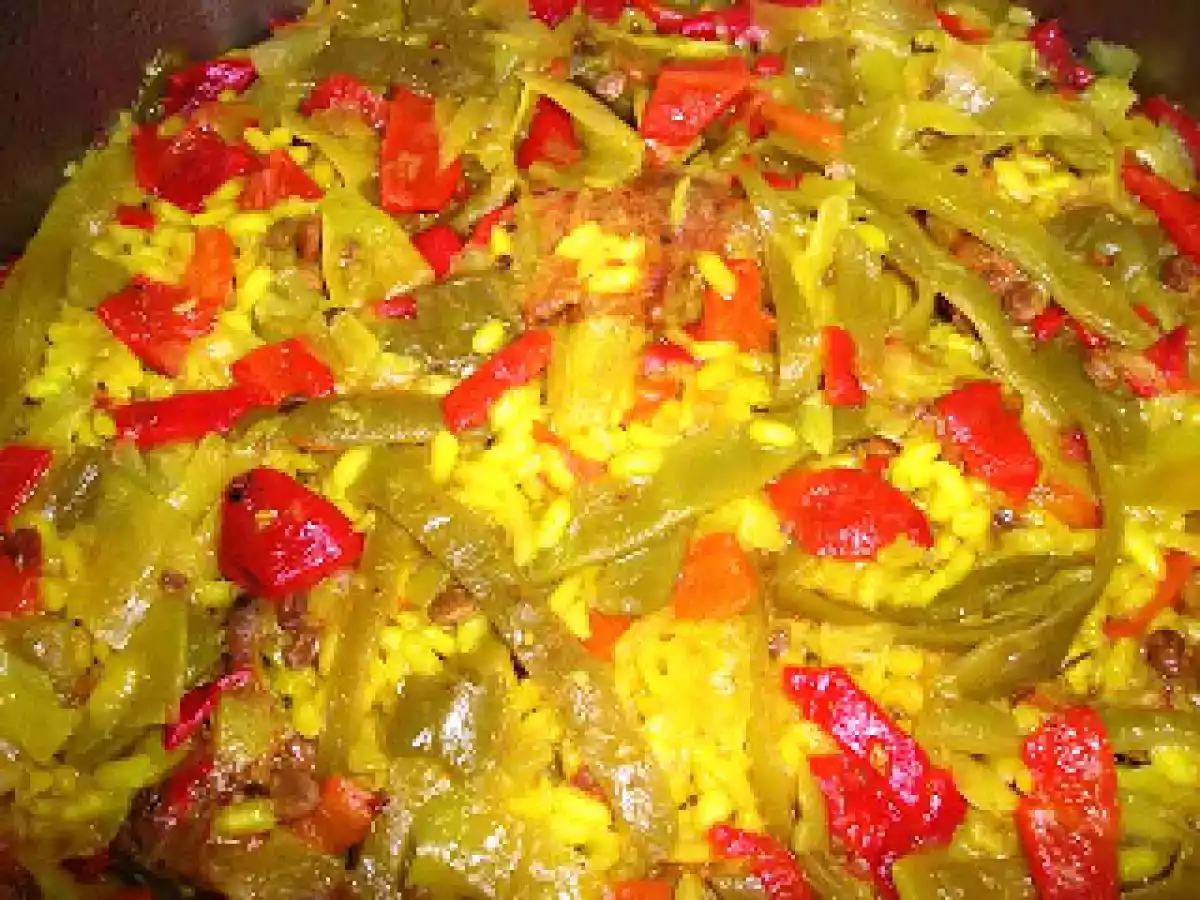 Arroz con conejo y judías verdes