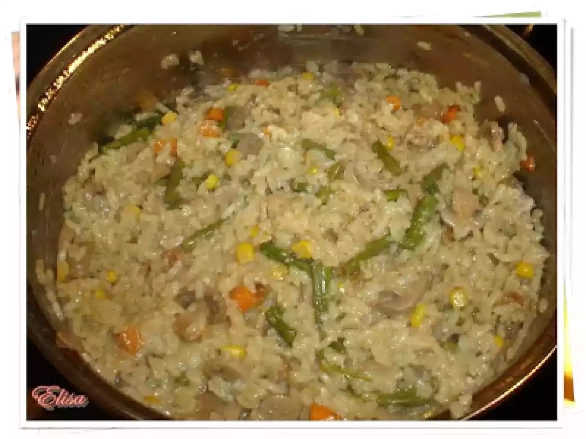 Arroz con espárragos, champiñón y maíz - foto 2