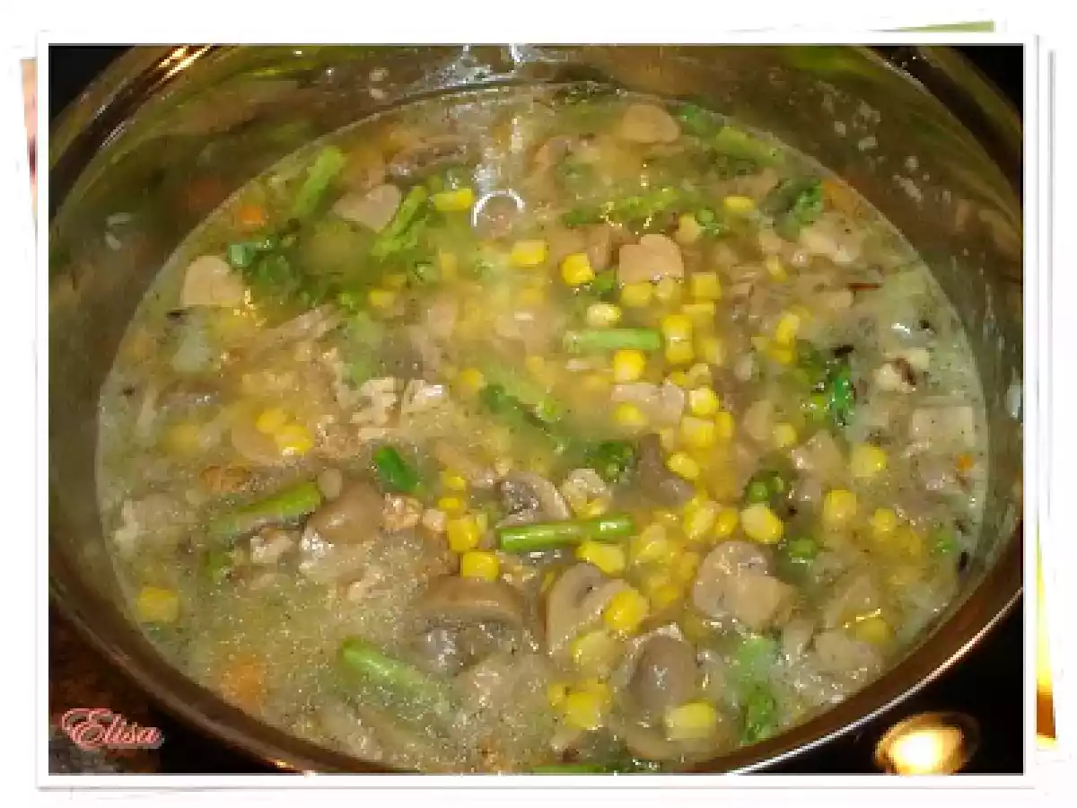 Arroz con espárragos, champiñón y maíz - foto 3