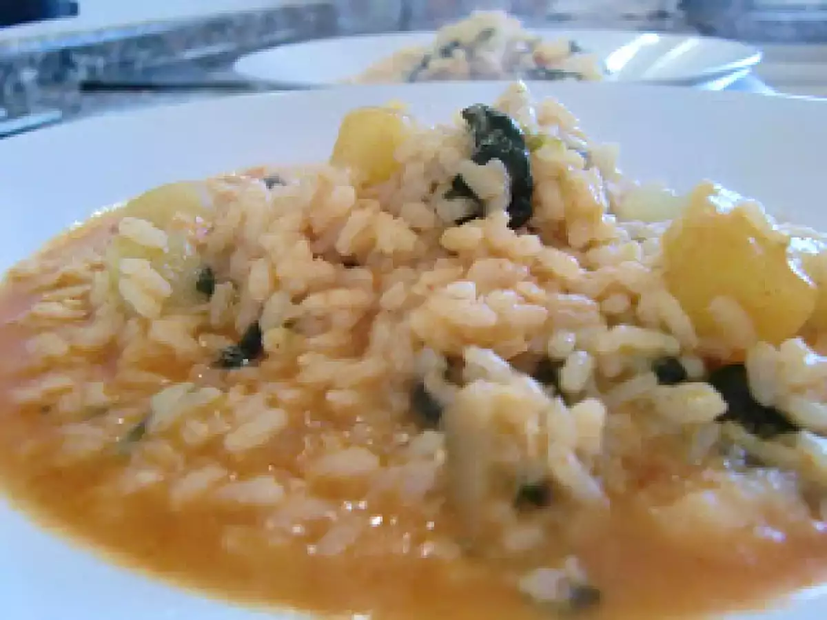 Arroz con espinacas, patatas y bacalao - foto 2
