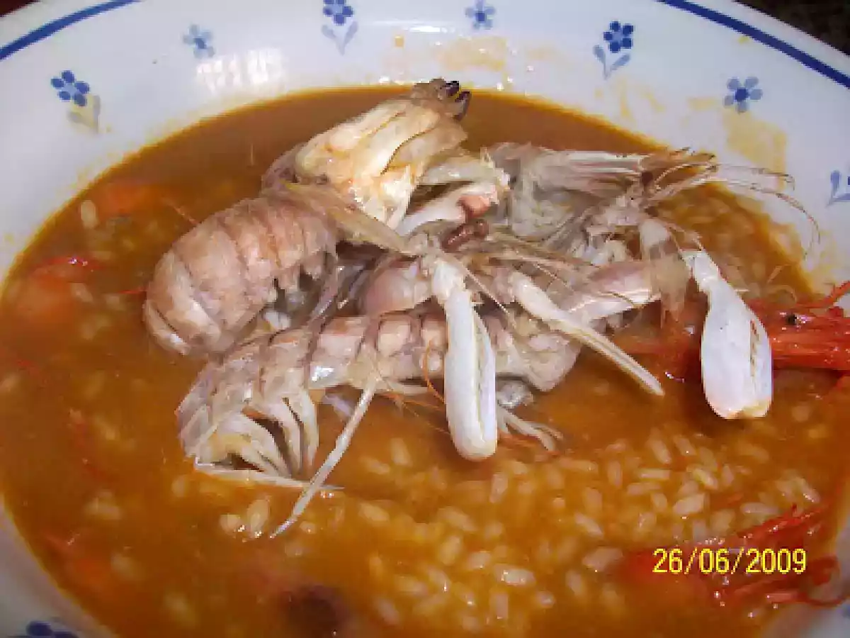 Arroz con galeras y cangrejos en Thermomix