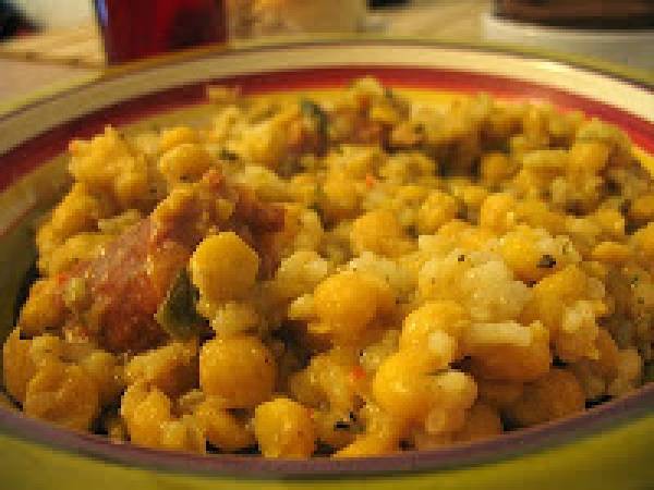 Arroz con garbanzos y espinacas