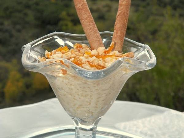 Arroz con leche a la naranja confitada