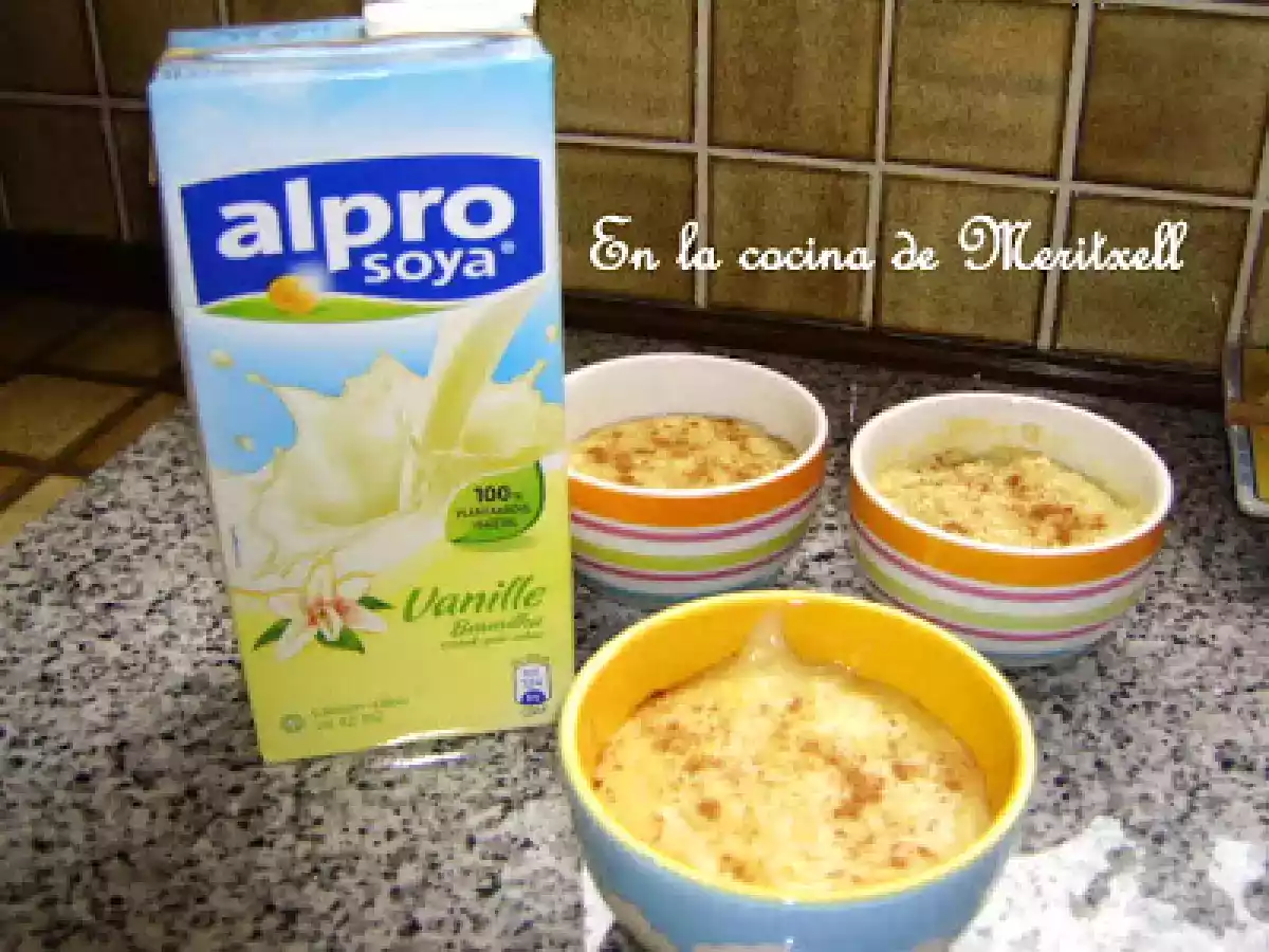 Arroz con leche, con leche de soja sabor vainilla
