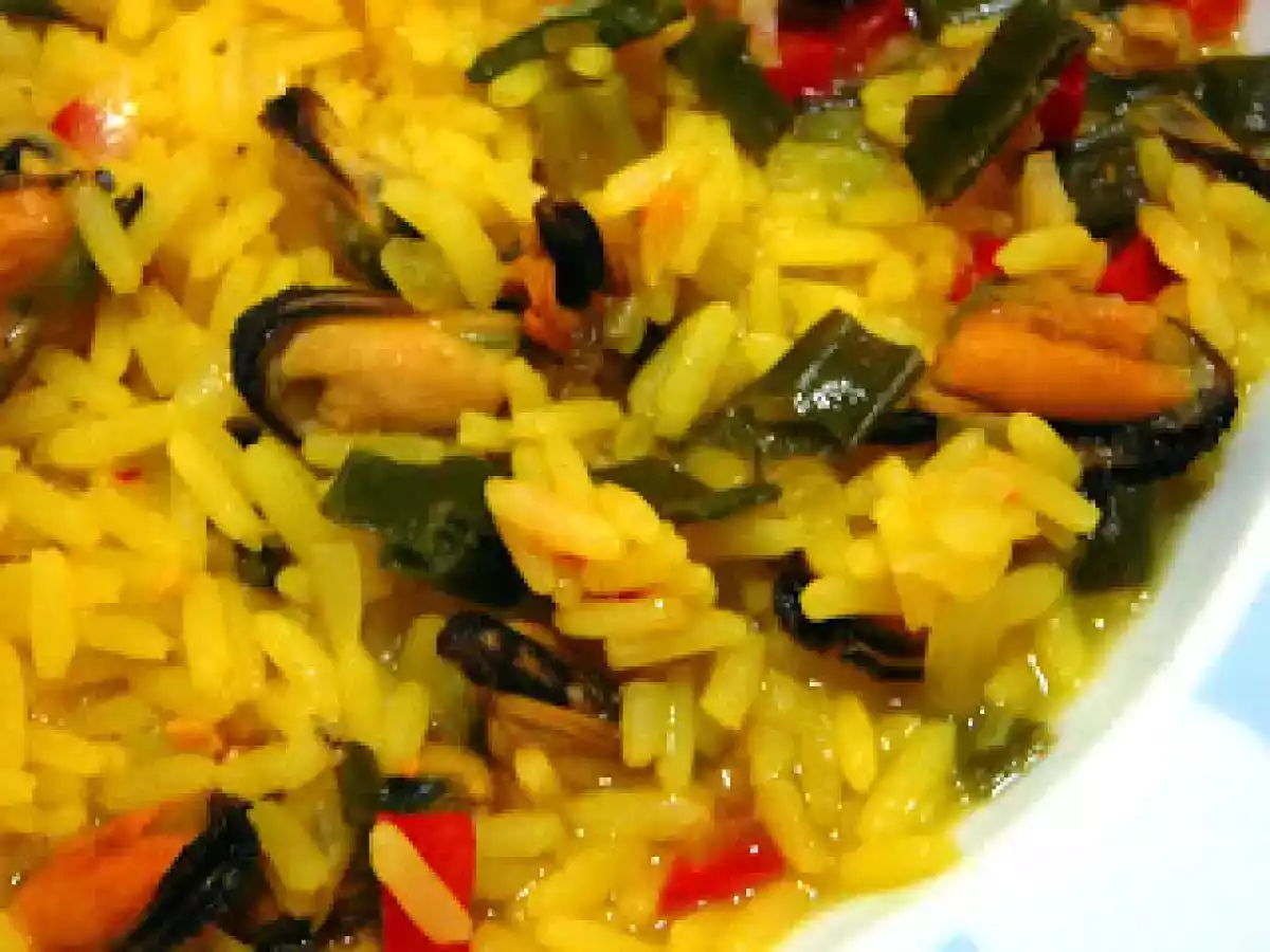 Arroz con mejillones y azafrán