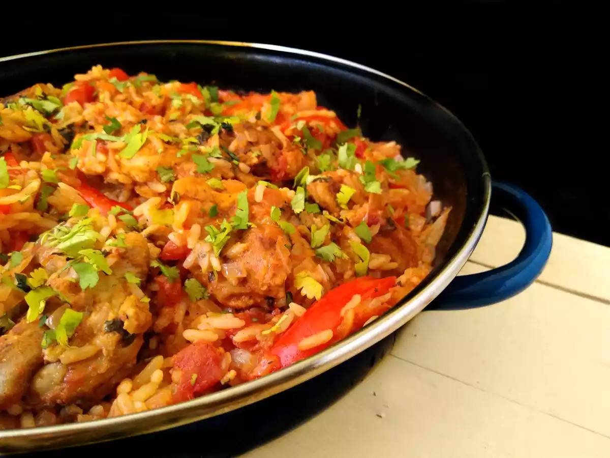 Arroz con pollo y especias para fajitas