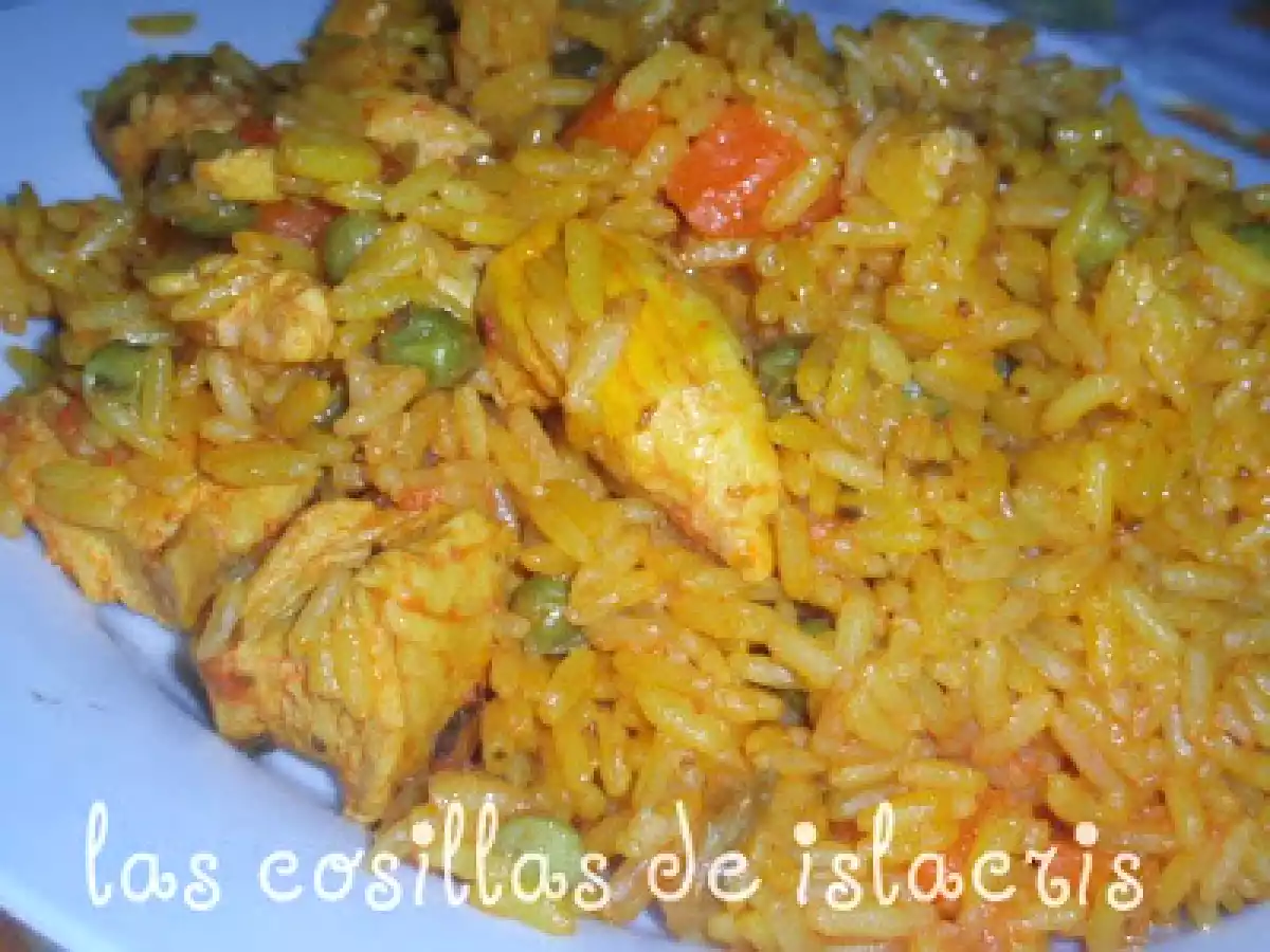 Arroz con pollo y guisantes al orégano en FUSSIONCOOK