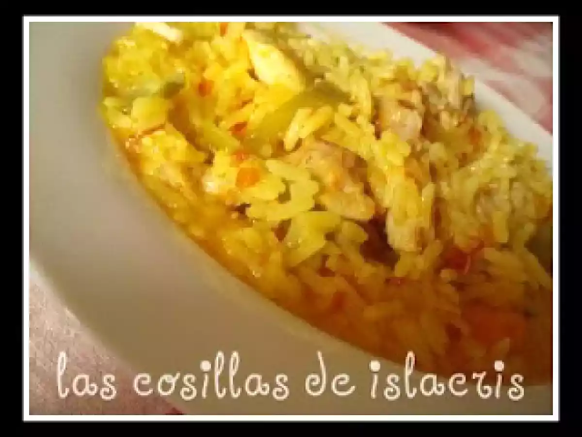 Arroz con pollo y judías verdes