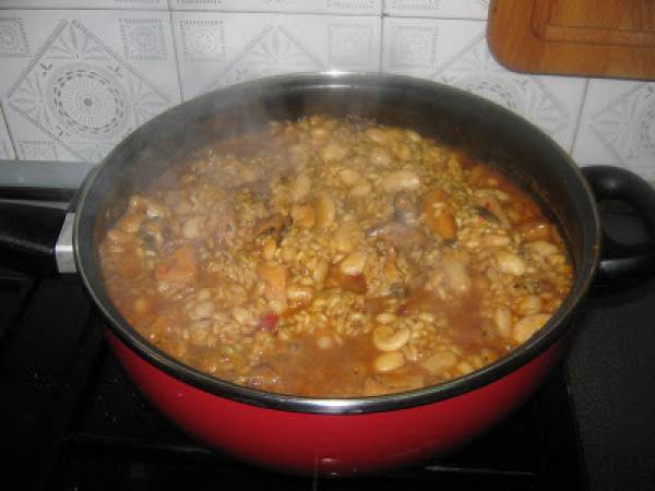 Arroz con sepia y judías del ganxet