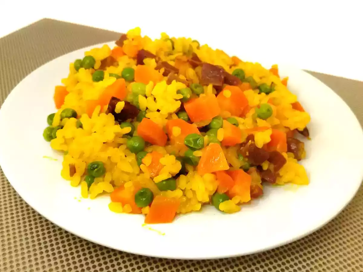 Arroz con verduras y jamón al microondas - foto 2