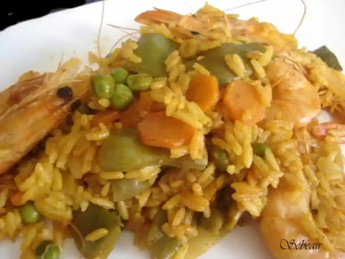 ARROZ CON VERDURAS Y LANGOSTINOS (fussioncook)