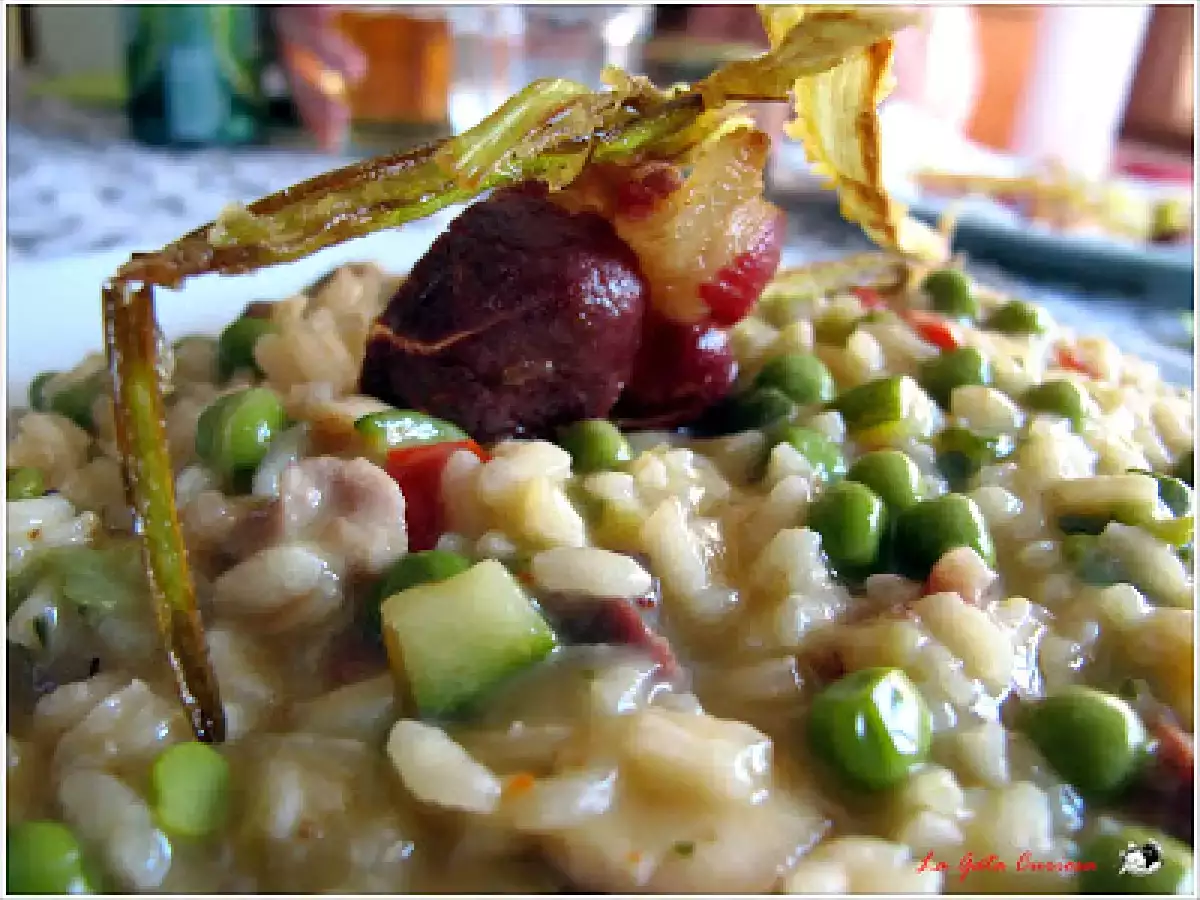 Arroz cremoso de pollo y verduras con jamón ibérico - foto 2