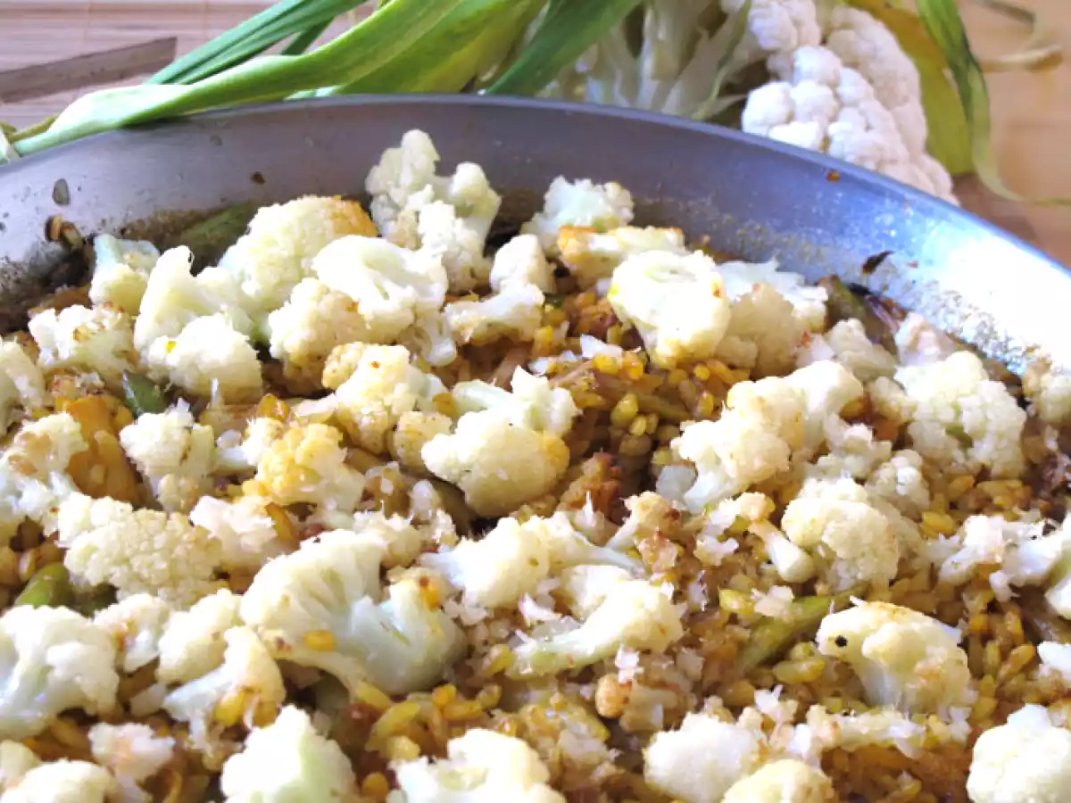 Arroz de bacalo y coliflor