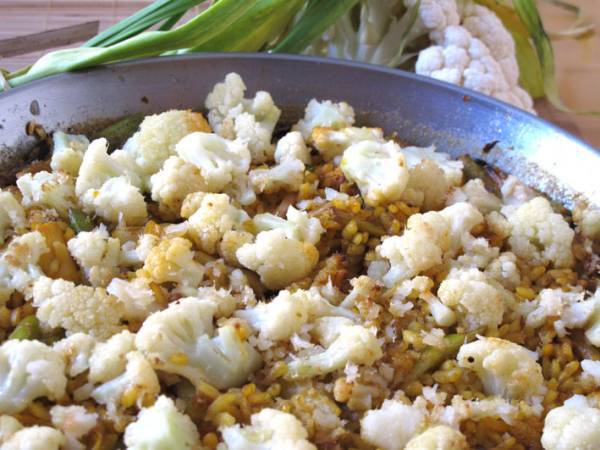 Arroz de bacalo y coliflor