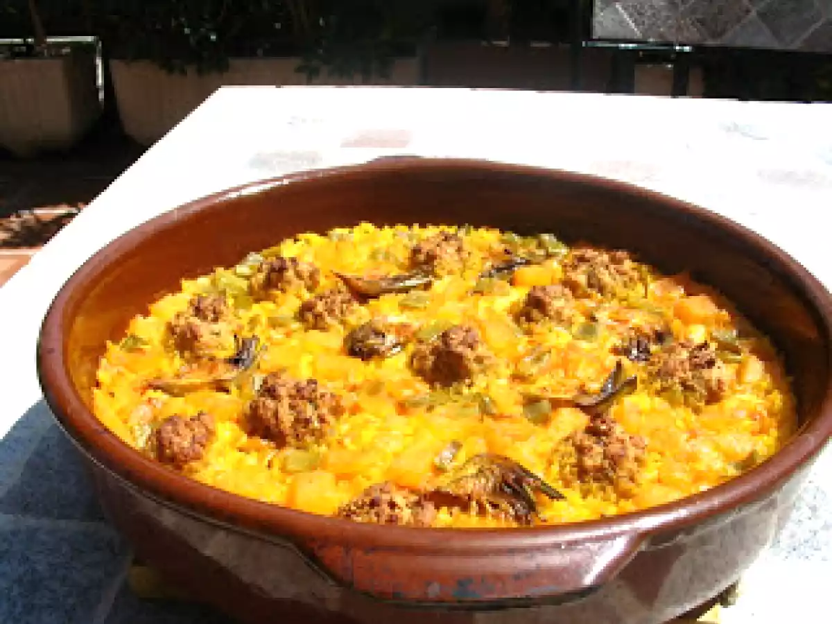 ARROZ DE VERDURAS Y ALBÓNDIGAS DE CARNE