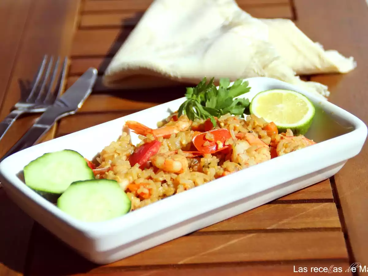 Arroz frito estilo thai