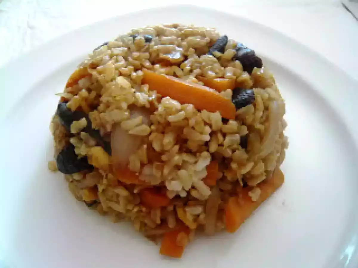 Arroz integral Basmati con zanahorias y shitakes