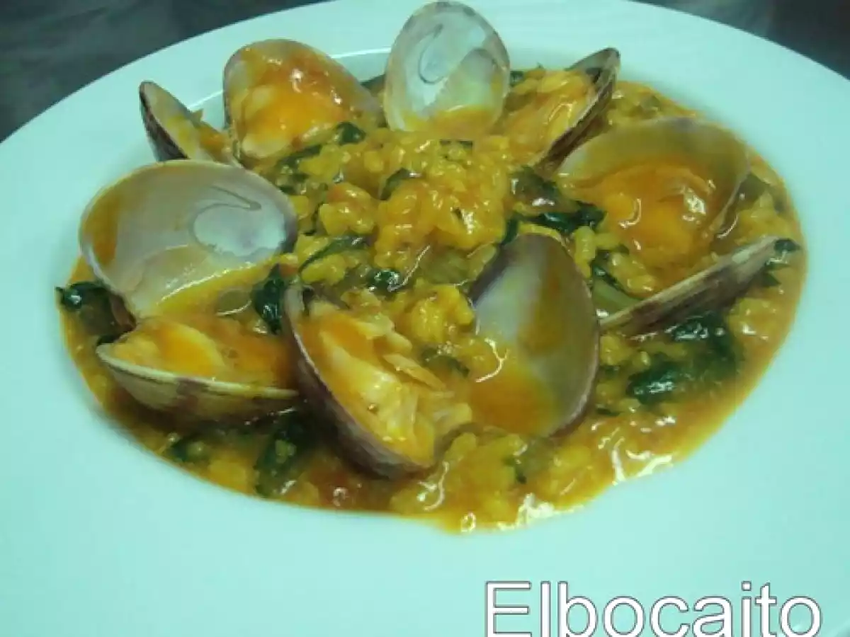 Arroz meloso de acelgas y almejas