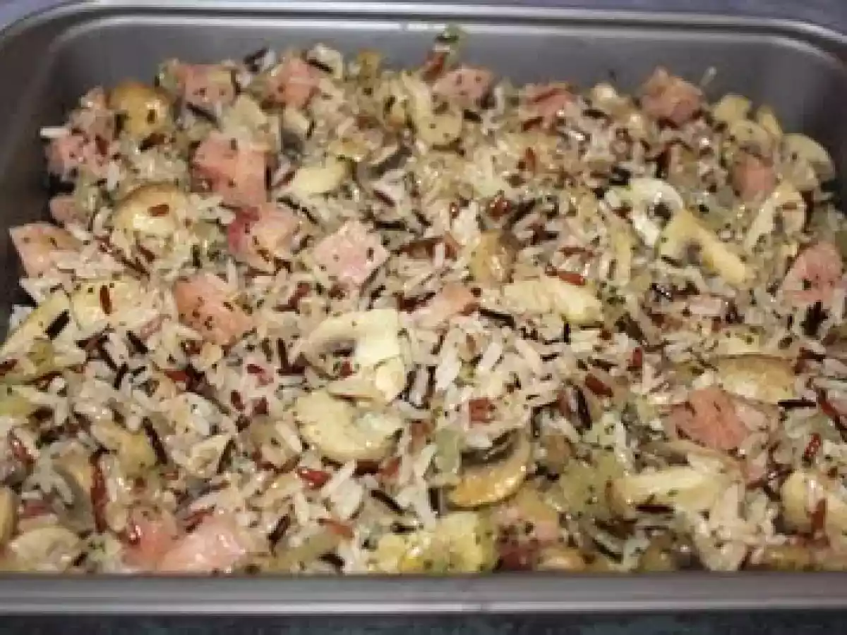 ARROZ SALVAJE CON BUTIFARRA CATALANA Y CHAMPIÑONES