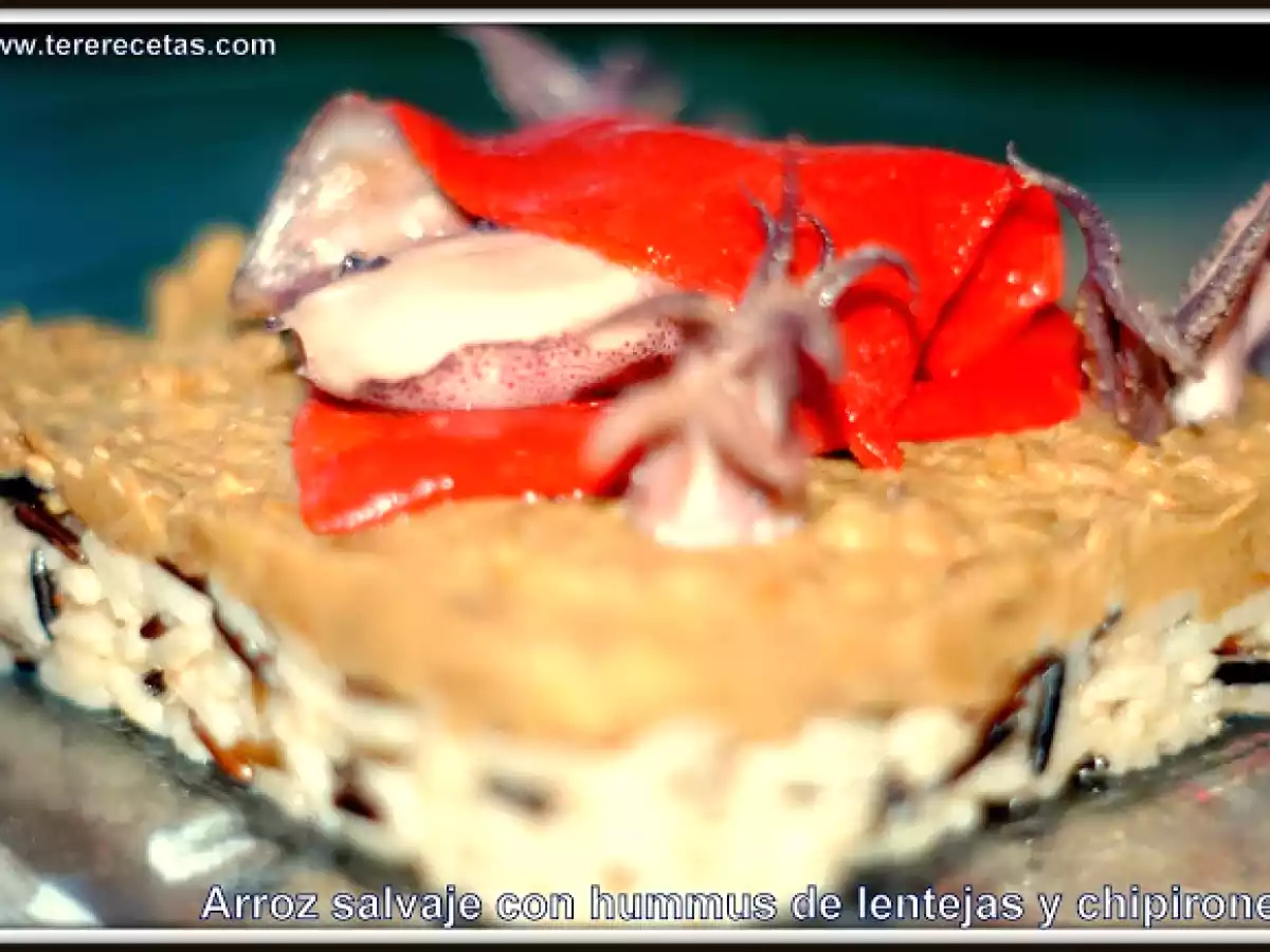 Arroz salvaje con hummus de lentejas y chipirones. - foto 3