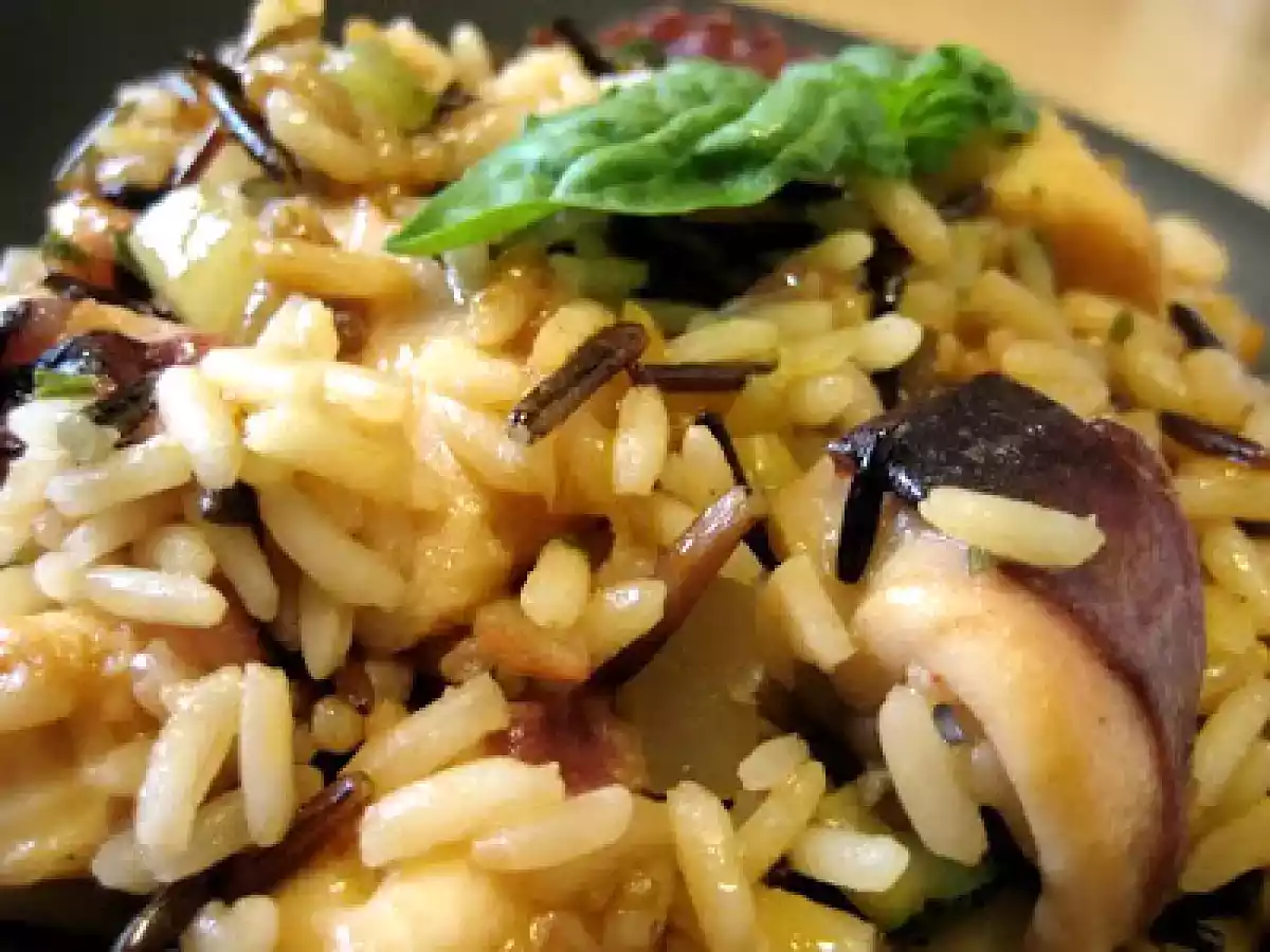 Arroz salvaje con pulpo doméstico