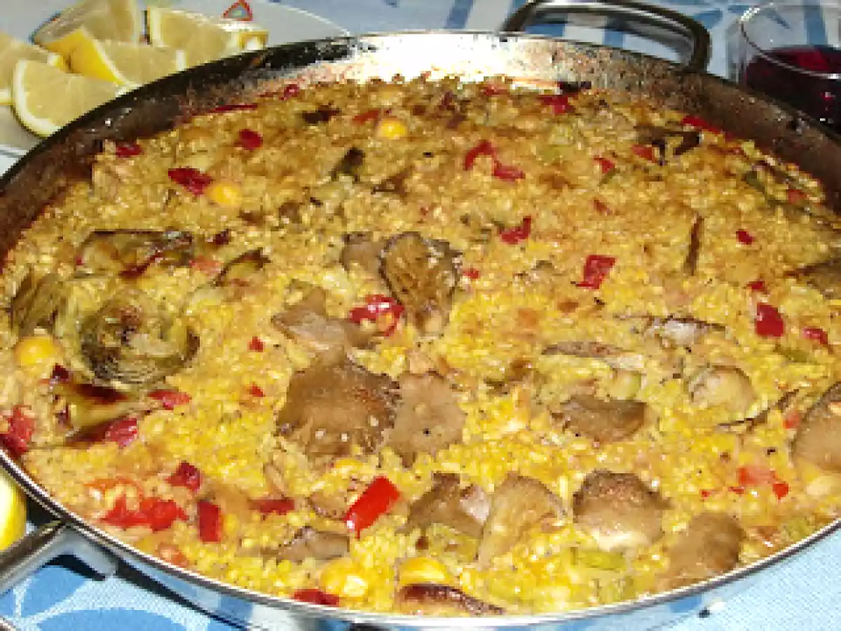Arroz seco de verduras y setas