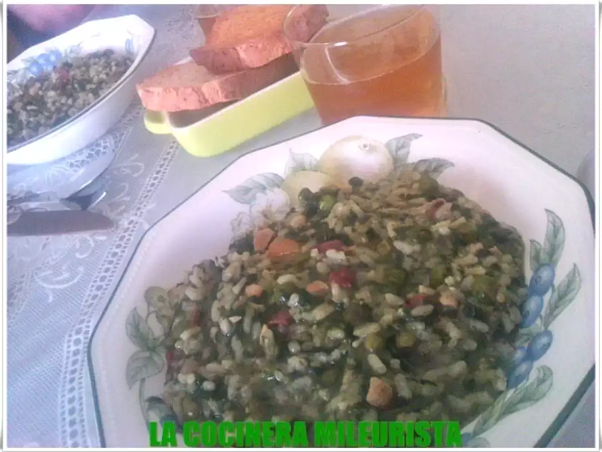 Arroz verde con espinacas jamón y avellanas - foto 2