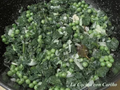 Arroz verde cremoso o rissotto verde con espinacas y guisantes, foto 3