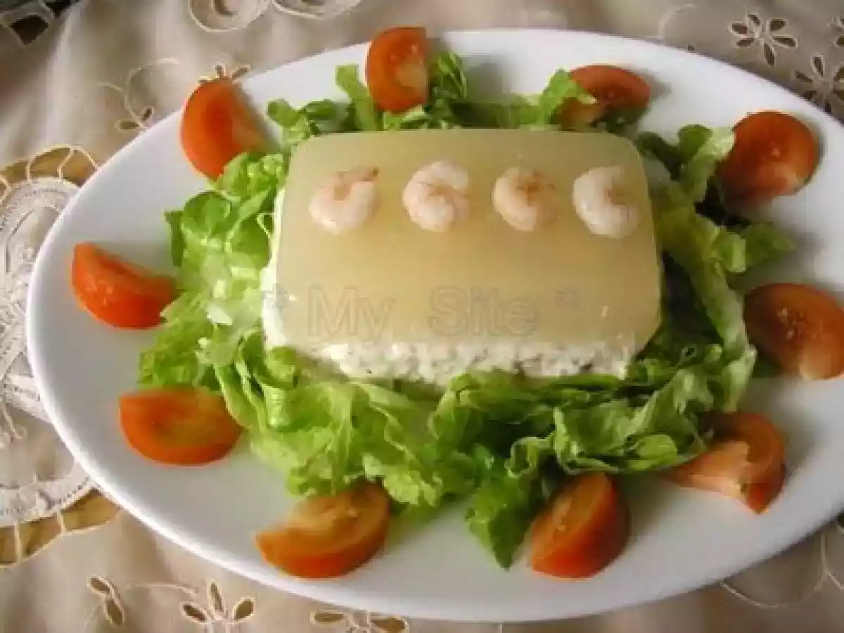 ASPIC DE MERLUZA Y GAMBAS