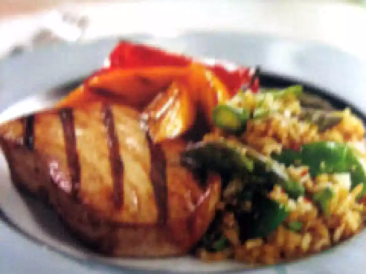 Atun a la parrilla glaseado a la teriyaki