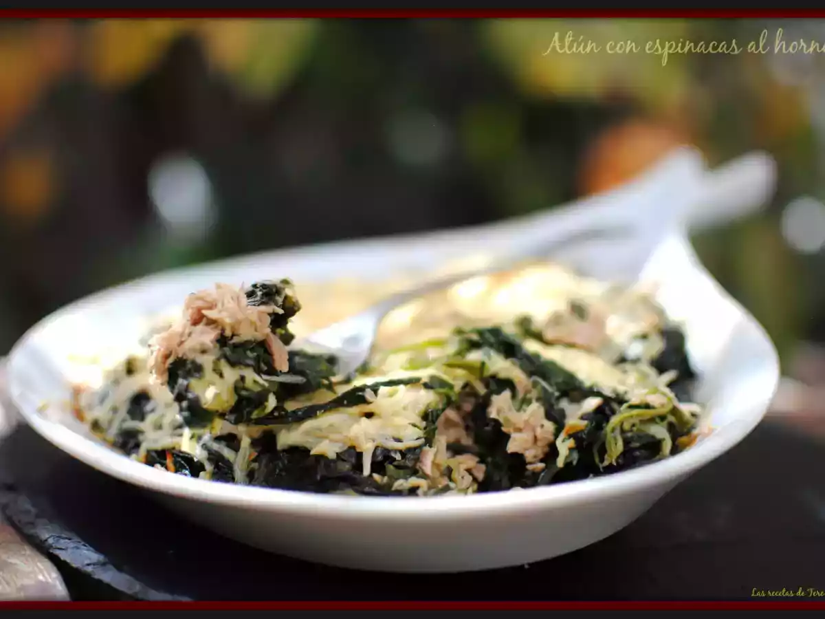 Atún con espinaca al horno