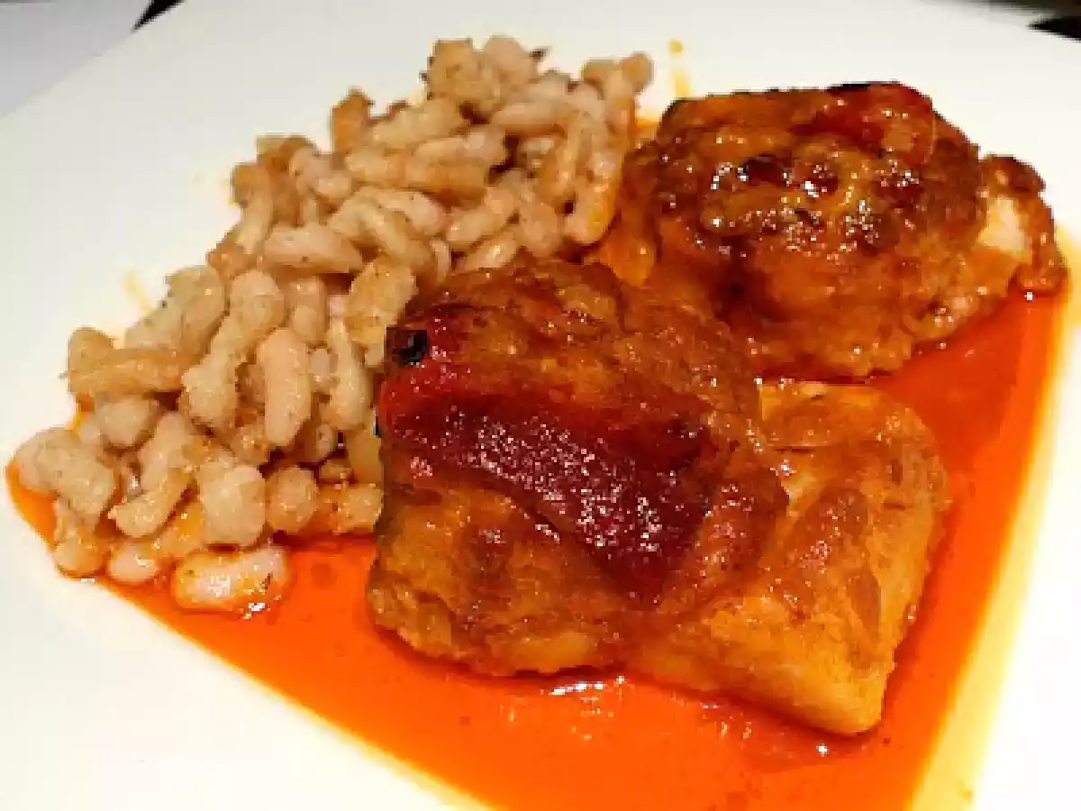 Bacalao a la llauna con alubias