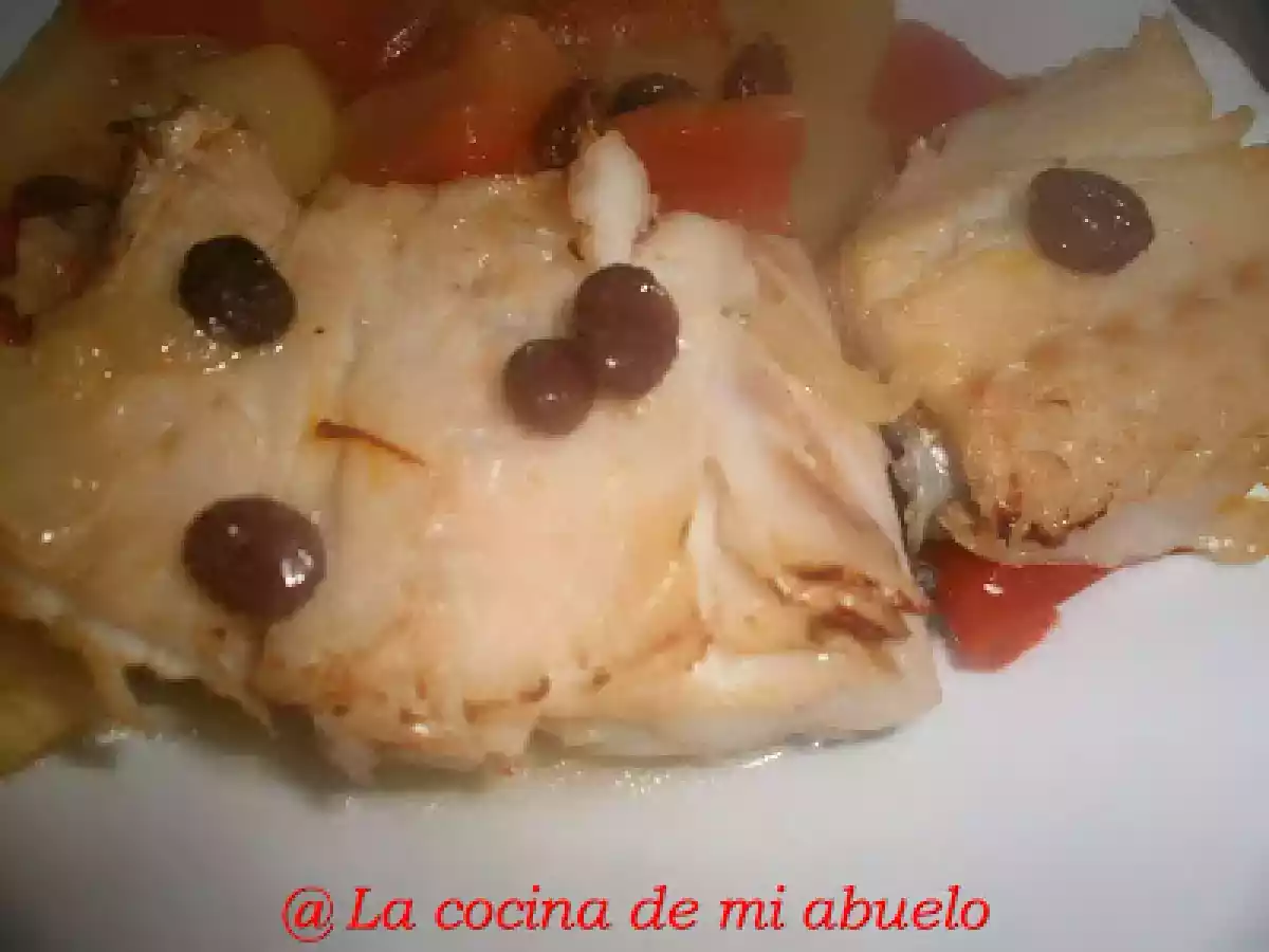 Bacalao al horno con pasas