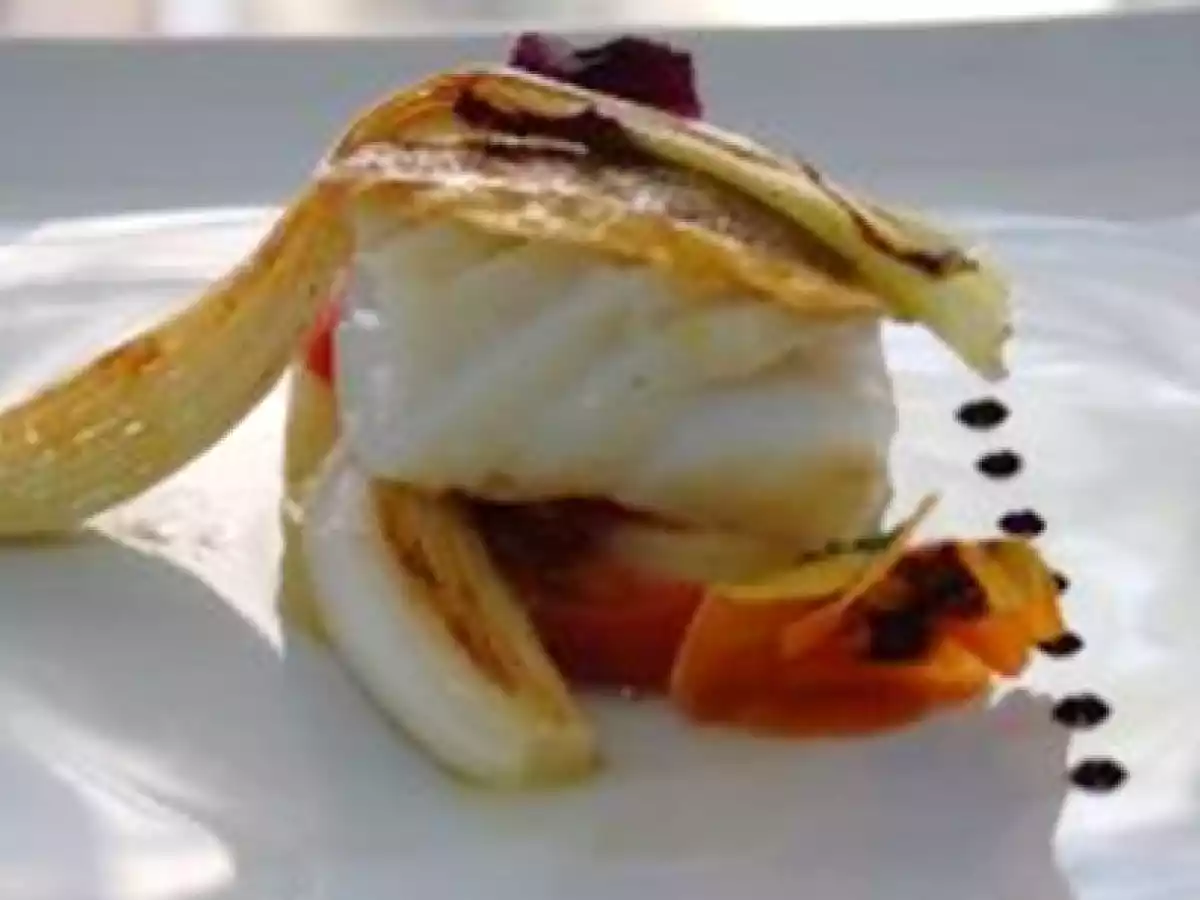 Bacalao con pil pil de pieles y ajos tiernos