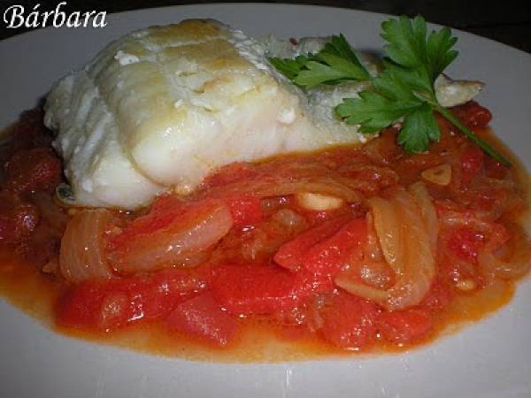 BACALAO CONFITADO, CON PIMIENTOS ROJOS