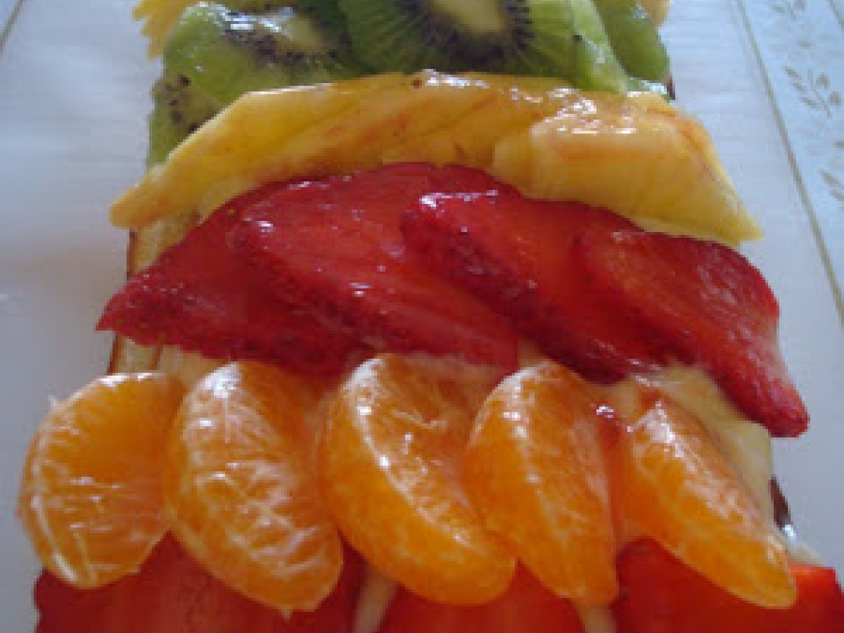 Banda de frutas con crema Receta Petitchef